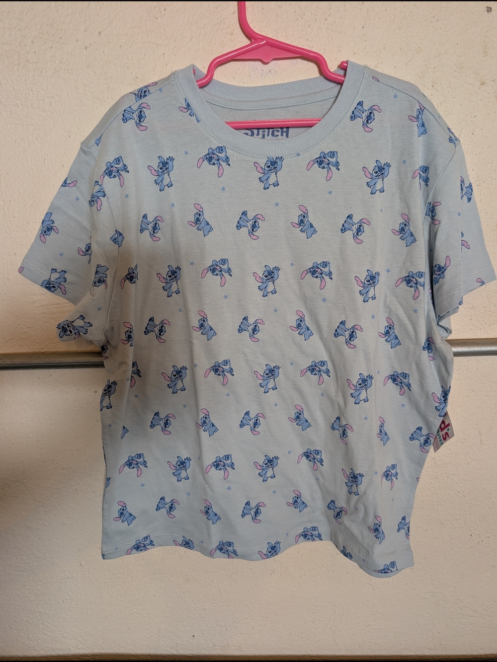 Disney Light Blue Tee with Stitch All-Over